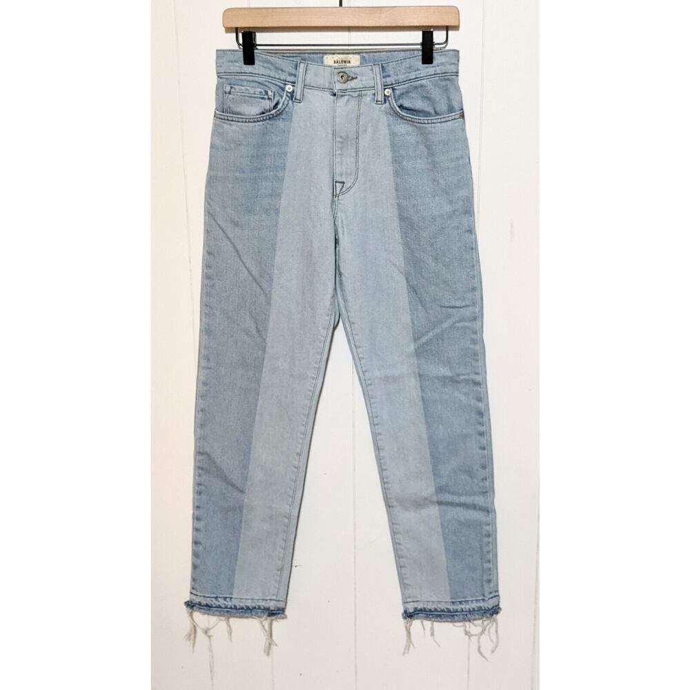 Baldwin Jeans Womens 27 Blue Lola High Rise Cropped Straight Two Toned Denim